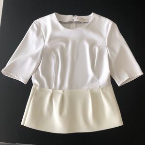 J Brand White Short Sleeve Peplum Top